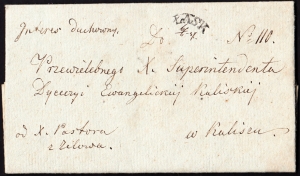 Łask-Kalisz obwoluta listu z treścią 1847 rok stempel typ II D