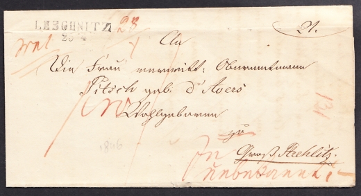 Legnitz ( Legnica ) obwoluta listu 1846 rok