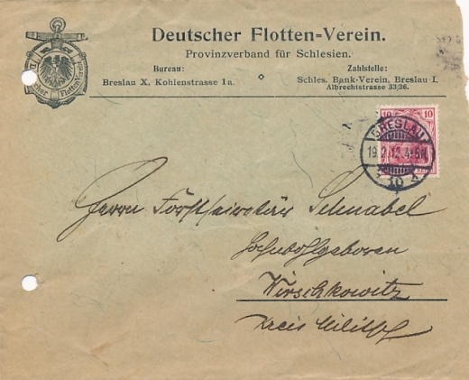 Breslau koperta listu firmowego 1912 rok