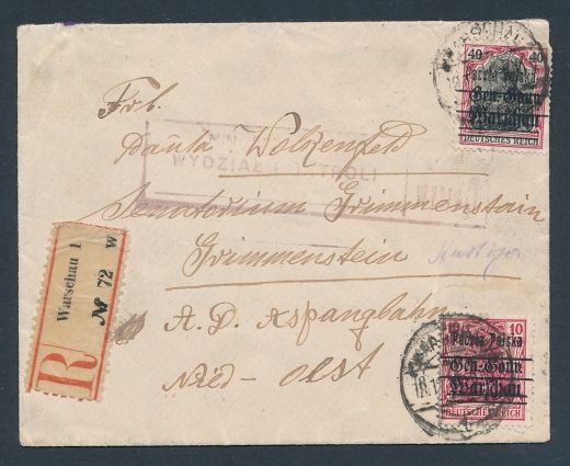 0010+15 koperta listu zagranicznego Cenzura 18.12.1918 rok