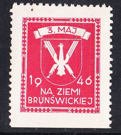 Poczta Obozowa Nalepka na Ziemi Brunświckiej 1946 rok